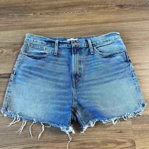 Madewell The Perfect Jean Short Womens 32 Blue Denim High Rise Classic Fray 3”